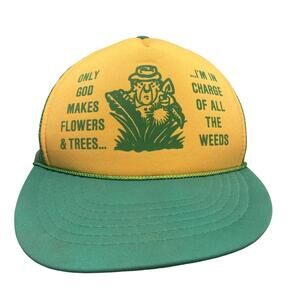 Vintage Snapback Trucker Hat Funny Only God Makes Flowers & Trees